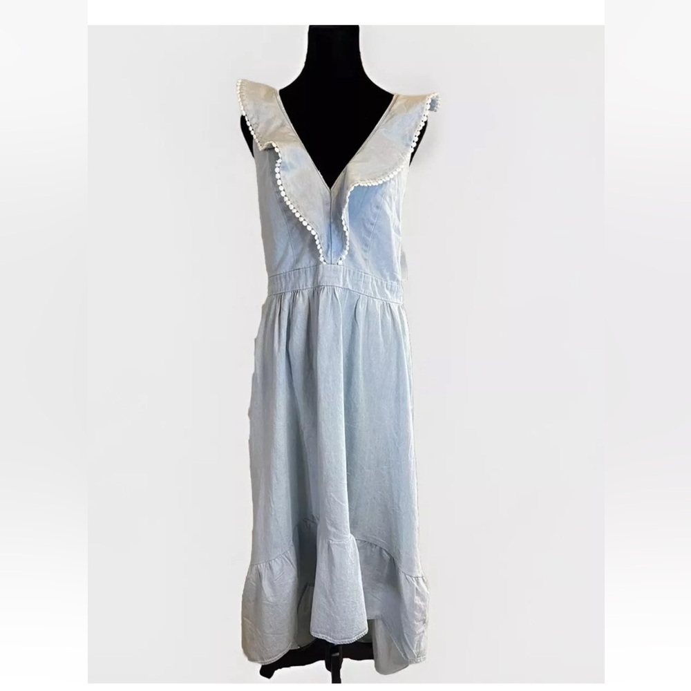 Molly Bracken Maxi Dress Light Denim Coquette Country Western Ruffle Boho Sz XL - Picture 3 of 16
